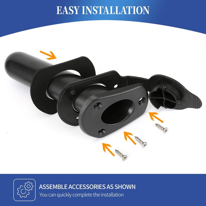 Anndason 2 Pcs Kayak Deck Plastic Flush Mount Fishing Boat Rod Holders and Cap Cover, Fishing Tackle Accessory Tool - Image 3